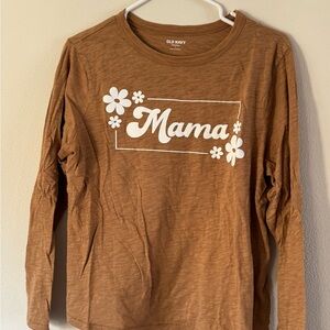 Old Navy Kids Long Sleeve Shirt in Brown with 'Mama' Design